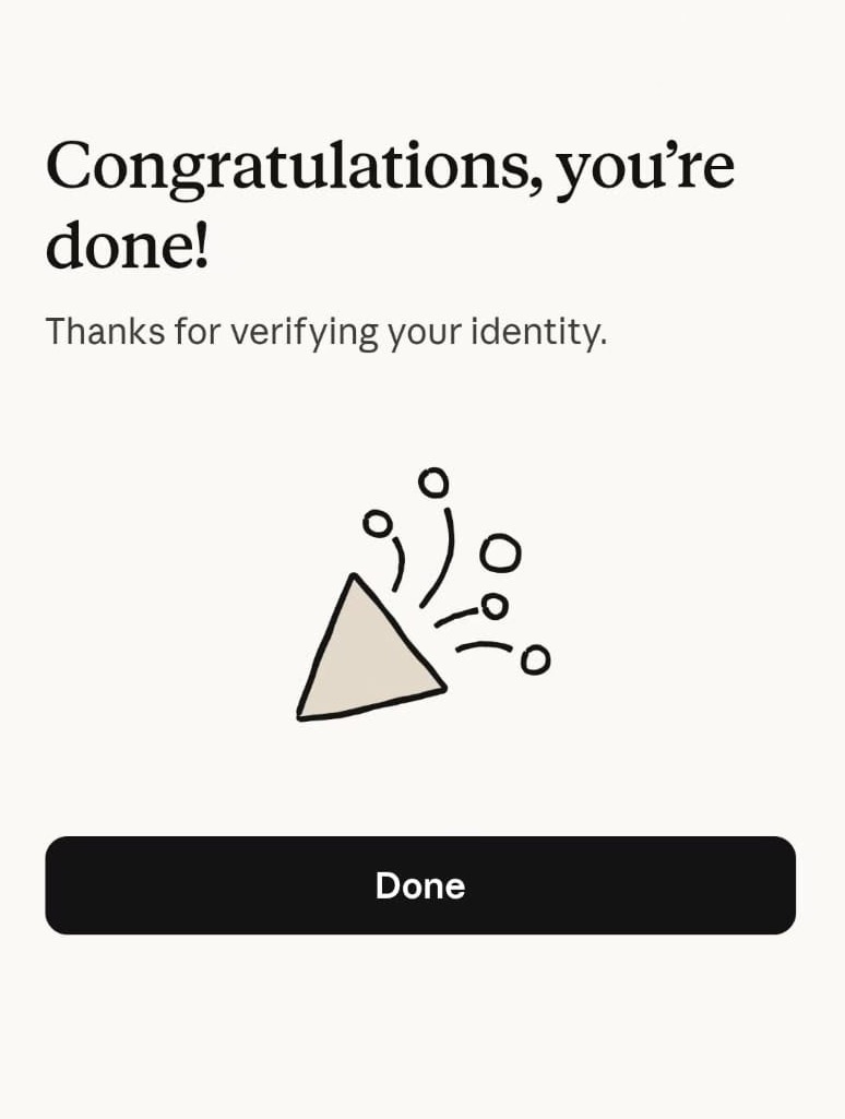 The Claude screen shown after identity verification passes